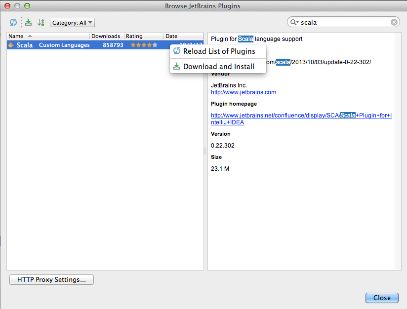 IntelliJ Install Scala plugin