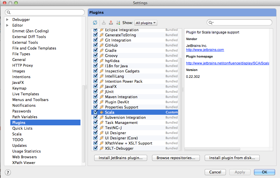 IntelliJ Scala plugin